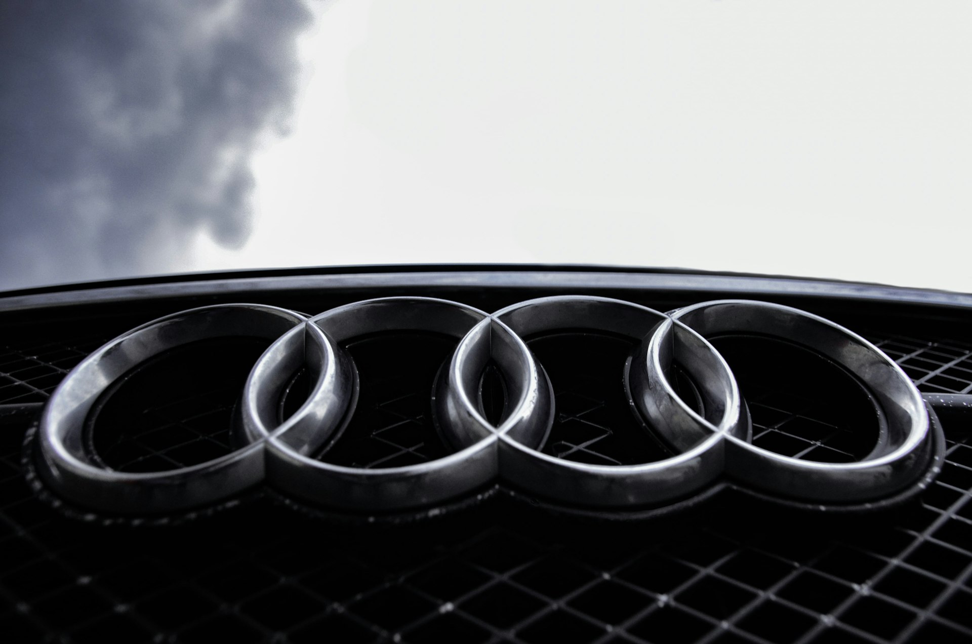a close up of an audi emblem on a car
